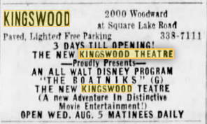 Kingswood Theatre - Grand Opening Ad Aug 2 1970